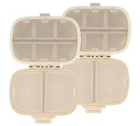 Mikikit Distributore Di Medicinali Portatile 2 Pezzi Doppio Strato, Custodia a 8 Scomparti Beige, Organizer Multi-griglia Per Dosi Giornaliere e Viaggi