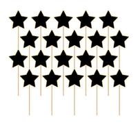Mikikit Etichette Leggere e Facili da Trasportare in Legno Nero 20 Pezzi a Forma di Stella a Cinque Punte, Lavagnette Creative per Decorazioni Piante e Lavoretti