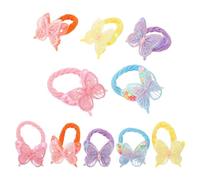 Mikikit Fasce Elastiche per Chioma Bambina 10 Pezzi Farfalle Scintillanti in Cotone, Elasticità Moderata per Proteggere Cute Delicata, per Occasioni Festive e Studio