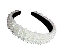 Mikikit Fascia Capelli per Donna Elegante con Perle e Cristalli Accessorio Delicato per Matrimonio Feste e Serate Speciali Stile Vintage Nero Raffinato