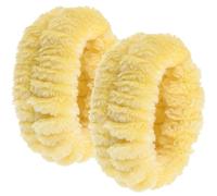 Mikikit Fascia Chioma e Polsini in Flanella Gialli, Elastici e Comodi, per Lavare Viso e Prendersi Cura della Pelle, Confezione da 2 Pezzi