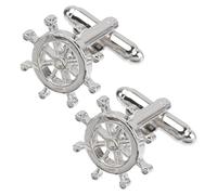 Mikikit Fermacravatta Fashion Cufflinks a Forma di Timone Nave in Rame | Argento, Stile Creativo per Camicia Uomo, Adatti a Compleanno e Occasioni Casual