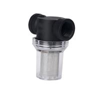 Mikikit Filtro Pre-filtrante Trasparente Nero in Plastica Rete 20 Mesh da 1 Pollice, Rimuove Alghe e Granelli di Sabbia per Depuratore Tubi Scarico