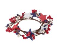 Mikikit Ghirlanda Patriottica a Forma di Stella Anello Portacandele in Legno e Plastica Resistente, Decorazione Versatile per Tavolo da Pranzo Durante Le FESTIVITÀ Americane del 4 Luglio