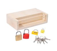 Mikikit Giocattolo Educativo per Piccoli Chiavi e Serrature in Legno e Metallo Set Didattico Lucchetto e Chiave Colorata per Sviluppo Coordinazione e Abilità Logiche Gioco Montessori