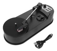 Mikikit Giradischi Vintage Nero con Altoparlante Integrato e Alimentazione Usb, Lettore Vinile Retrò in Abs per Decorazioni Casa e Festival, Conversione Dischi in Mp3
