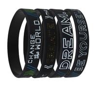 Mikikit Kit 4 Braccialetti Motivazionali in Silicone Elastico Citazioni Sogna Crea per Adolescenti e Adulti Resistenti all'Usura
