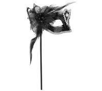 Mikikit Maschera da Ballo di Halloween Piume Nere e Decorazioni Lucenti, Design Delicato e Portatile per Donne e Feste di Compleanno