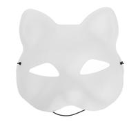 Mikikit Maschera da Gatto in Pvc Bianco Opaco, Maschera Vuota per Festa e Cosplay, Accessorio DIY per Dipingere e Decorare, per Banchetti e Giochi di Ruolo