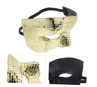 Mikikit Maschera Disco Glitter Half Face Specchiata Oro Maschera Luccicante per Halloween Feste Tema Costume Unisex Leggero e Portatile