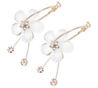 Mikikit Orecchini Fiore Eleganti da Donna Ciondolo a Sei Petali in Acrilico Trasparente e Zirconi, Leggeri e Anallergici per Occasioni Speciali