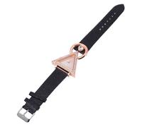 Mikikit Orologio da Donna Elegante e Quadrante Triangolare Strass Incastonati Cinturino in Pelle Nero Regolabile per Uso Quotidiano e Feste