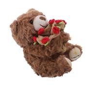 Mikikit Orsetto di Peluche Marrone 22 CM con Rosa in Petali Morbidi Animale di Peluche Romantico per Festa degli Innamorati Regalo Lavabile per Anniversario Compleanno e Festa della