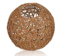 Mikikit Paralume in Rattan a Forma di Palla Decorativo e Semplice, Copertura per Lampada da Soffitto da Scrivania, per Camera e Studio, Colore Caffè