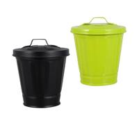 Mikikit Pattumiera da Scrivania in Ferro Coperchio 2 Pezzi Contenitore Portarifiuti Piccolo Verde Bidone Spazzatura Riutilizzabile per Soggiorno Camera da Letto e Ufficio