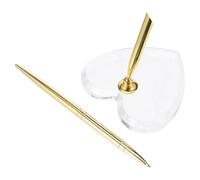 Mikikit Penna da Firma con Base a Cuore in Acrilico e Metallo Oro, Design Elegante con Supporto Stabile per Cerimonie Nuziali e Banchetti in Hotel