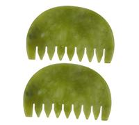 Mikikit Pettine Massaggiante per Massaggio del Capelluto 2 Pezzi in Jade Naturale e Antistatica Strumento di Benessere e Pressoterapia per Relax