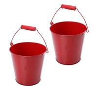 Mikikit Piccoli Secchielli in Metallo Manico Per Fiori e Stoccaggio, Secchietti Decorativi Per Casa e Giardino, Set Da 2 Pezzi in Ferro Rosso, Per Balconi e Orti