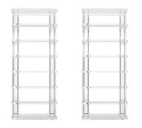 Mikikit Porta Cosmetici da Tavolo Set da 2 in Acrilico Trasparente 7 Scomparti, Resistente e Ordinato Organizer Multifunzione per Polveri e Ombretti