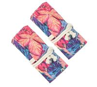 Mikikit Portamatite a Rotolo in Tela 48 Scomparti Organizer per Matite e Pennelli da Artista Borsa Avvolgente Fatta a Mano Motivo a Foglia D’Acero Porta Pennelli da Viaggio per Pittura