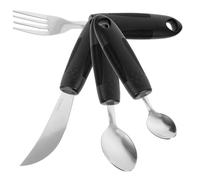 Mikikit Posate Antiscivolo e Anti-tremore per Anziani e Disabili Utensili in Acciaio Resistente Facili da Pulire e Portatili Adatti Pazienti con Debole Presa e Difficoltà Motorie