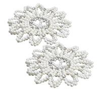 Mikikit Retina per Chioma per Chignon da Danza Elastica Bianca con Perle e Strass Copri Chignon All’Uncinetto Fatto a Mano Set da 2 Pezzi per Ballerine Feste e Spettacoli