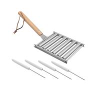 Mikikit Rullo per Hot Dog in Acciaio Inox per Salsicce Portatile Barbecue per Campeggio Supporto per Esterno Facile da Pulire e Assemblare