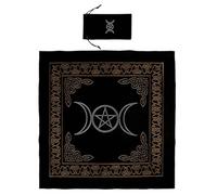 Mikikit Sacchetto di Tessuto Nero per Tarocchi con Tovaglia Decorativa da Tavolo, Resistente e Confortevole, per Gioco di Carte Tarocchi e Altare, Set da 1