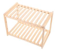 Mikikit Scaffale per Piante in Legno a 2 Livelli Ampio Spazio di Archiviazione, Organizer Multifunzionale per Documenti e Piante, per Balconi e Scrivanie D'ufficio