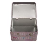 Mikikit Scatola di Latta Portatile con Coperchio Ribaltabile, Contenitore Compatto in Metallo per Accessori da Cucito, Organizer Rettangolare per Filo, Aghi e Strumenti da Cucito,