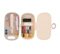 Mikikit Scatola Porta Filo e Ago per Cucito in Plastica Durevole Contenitore Multi-compartimenti per Ricamo e Cucito Mano Organizer Compatto Bianco-Grigio per Accessori Stitch e Kit