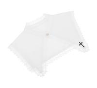 Mikikit Sciarpa Mantello Elegante da Donna in Cotone Bianco con Colletto da Suora e Ricamo Croce, Compatibile con Costume da Suora per Cerimonie Lunghe e Preghiere