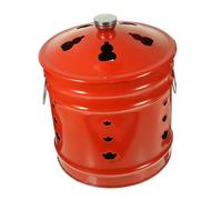 Mikikit Secchio Brucia Carta Smaltato Rosso Ventilazione Inceneritore Compatto per Denaro Offerte e Rifiuti per Casa e Tempio