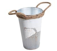 Mikikit Secchio Vintage in Ferro con Manico in Corda di Vaso Creativo per Piante e Composizioni Floreali Fioriera per Interni ed Esterni Decorazione Duratura ed Economica
