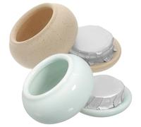 Mikikit Set 2 Barattoli in Ceramica per Cosmetici con Coperchio 20Ml Contenitori per Balsamo Piccoli e Multifunzionali Barattoli per Conservazione e Lavaggio Manicure per Viaggi e Uso