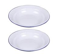 Mikikit Set 2 Pezzi Catino Smaltato Vintage in Smalto Bianco, Facile da Pulire e Stabile, per Cucina e Conservazione Alimenti