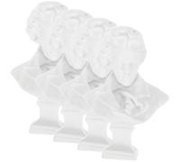 Mikikit Set 4 Pezzi Busti Musicista in Resina Bianca 7cm, Decorazione Compatta e Classica per Tavolo, Statua Miniatura Ispirata a Beethoven per Arredamento Casa