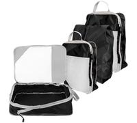 Mikikit Set 4 Pezzi Organizer Valigia Compressione Nero, Sacchetti Porta Indumenti Resistenti e Salvaspazio per Viaggi Quotidiani e Escursioni