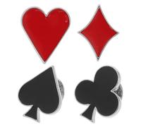 Mikikit Set 4 Pz Spille a Forma di Carte da Poker in Lega di Zinco, Spilla per Risvolto Elegante e Resistente, per Maglioni e Giacche Natalizie