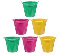 Mikikit Set 6 Secchielli Giocattolo da Spiaggia in Ferro Manico in Legno 125X11X9 CM Giocattoli per Piccoli per Sabbia Acqua e Asilo Colori Casuali per Attività Colore Colore Casuale