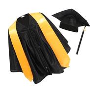 Mikikit Set Completo Laurea Cappello e Toga in Cotone Nero, Comodo da Indossare e Stabile, per Cerimonie di Laurea Prescolare
