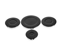 Mikikit Set Coprifornelli per Fornelli a Gas Nero, Corona Bruciatore Concava in Alluminio e Ferro, Kit Ricambio Tappi per Piano Cottura a Doppio Fuoco, Accessori Cucina Distribuzione