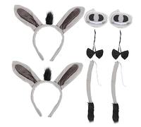 Mikikit Set da 2 Fasce per Chioma Orecchie D'asino, Naso e Coda, Accessori Cosplay per Feste di Compleanno, Carnevale e Natale, Decorazioni Costume da Asino per Ragazzo Ragazza e Adulti
