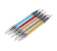 Mikikit Set da 5 Pennelli per Nail Art Doppia Punta in Silicone e Acrilico per Effetto 3d e Incisioni Floreali, Strumenti per Decorazioni Unghie Professionali Colore Casuale