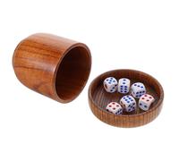 Mikikit Set di Bicchieri per Dadi in Legno con Coperchio e Dadi, Shaker Impilabile per Giochi da Tavolo e Locali di Intrattenimento