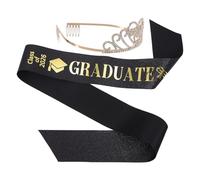 Mikikit Set Fascia e Corona di Strass per Festa di Laurea 2026, Accessori Decorativi per Anziani e Celebrazioni, Fascia Personalizzata e Corona per Foto Ricordo Graduation Party