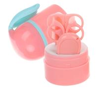 Mikikit Set Tagliaunghie Forbici, Lima e Pinzette, in Plastica e Acciaio Inox Rosa, per Cura Delicata delle Unghie, per Ragazzo Ragazza e Ragazzo Ragazza