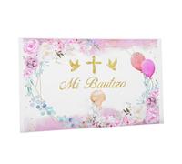 Mikikit Sfondo Fotografico per Cerimonia di Battesimo e Celebrazione Religiosa per Ragazzo Ragazza, Tessuto Leggero Design Unico, per Servizi Fotografici in Studi e Decorazioni Feste