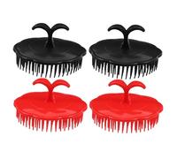 Mikikit Spazzola Per Massaggio Cuoio Capelluto e Pettine Per Pulizia Chioma in Plastica - Set 4 Pezzi Morbido Ed Esfoliante - Portatile Per Doccia e Uso Quotidiano a Casa e in Viaggio