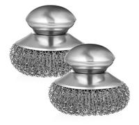 Mikikit Spazzola per Pentole in Acciaio Inox con Manico Ergonomico Set da 2 Spazzoloni Metallici Multiuso per Pulizia di Piatti Padelle e Griglie Detergente Resistente per Cucina